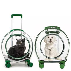 Dog cat luggage stroller transporter trolley portable green pet paw transparent Thumbnail