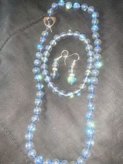 Blue Fluorescent Stone Beads Jewelry Set Thumbnail