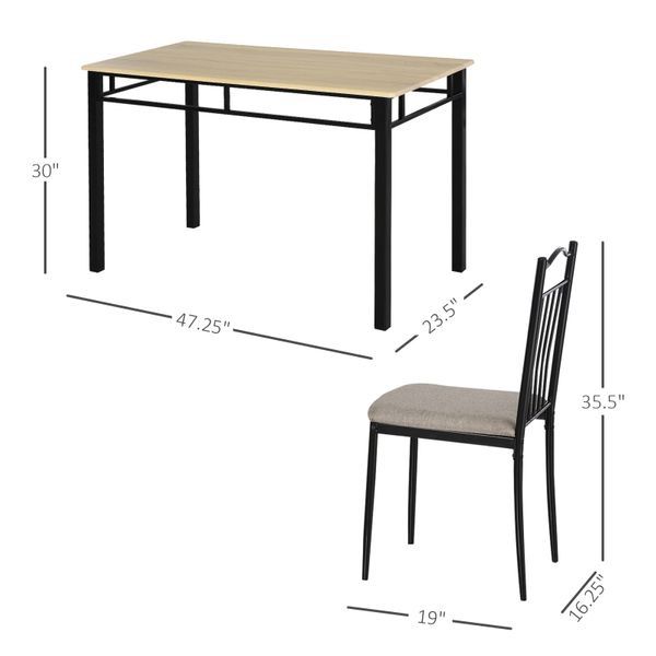 5 Piece Dining Set 1 Table 4 Chairs for Home Kitchen with Padded Seat - Metal Frame