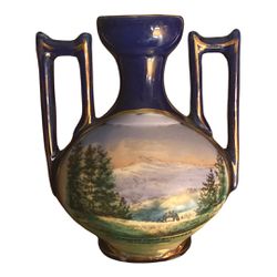 Vintage Cobalt Souvenir Vase Mt. Rainier Wa. Wheelock Germany Thumbnail