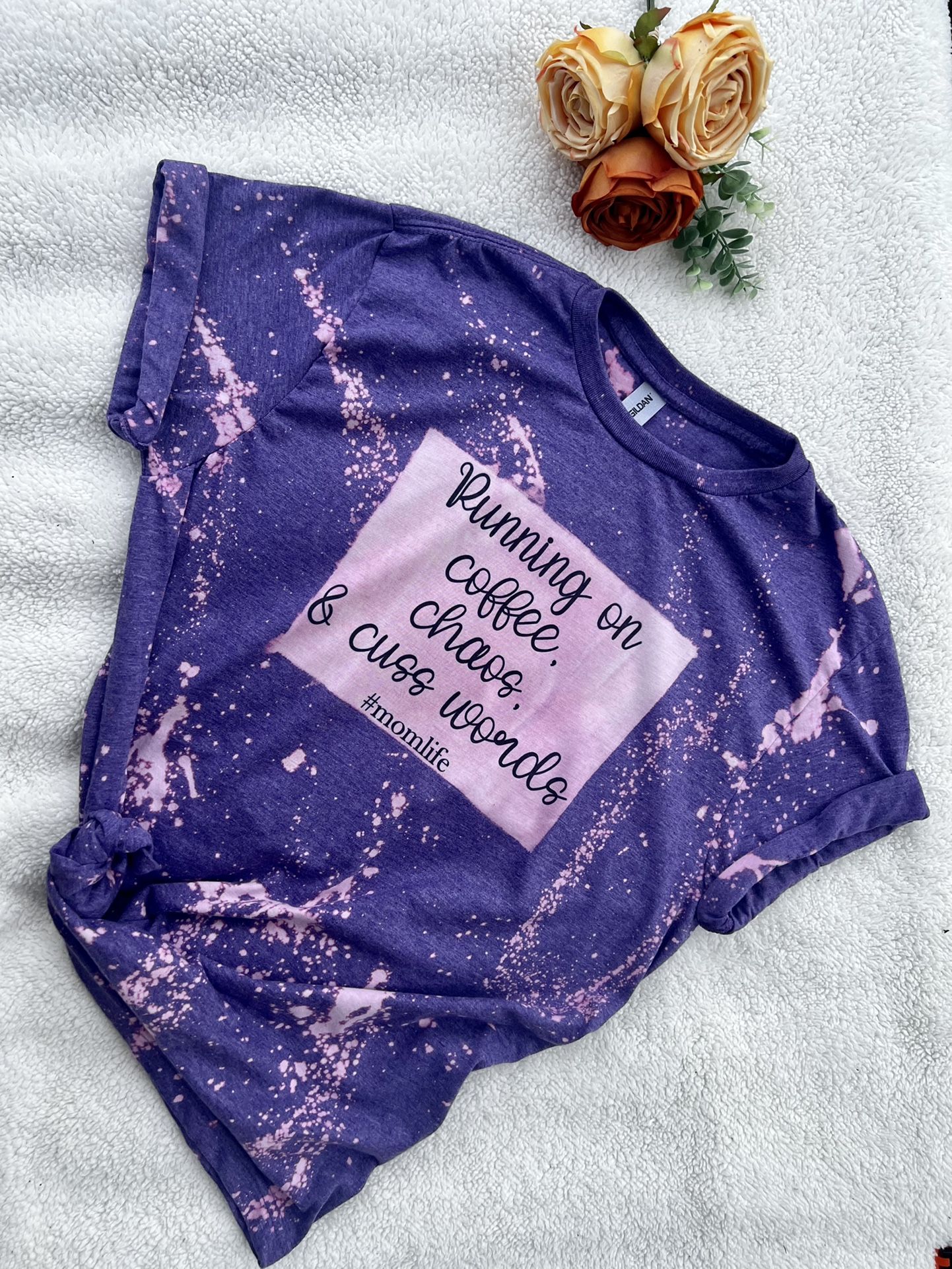 Running On Coffee, Chaos, & Cuss Words Mom Tshirt