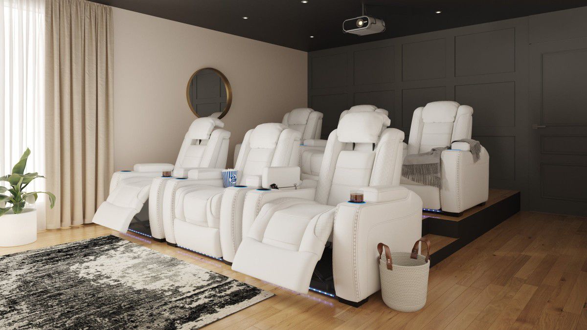 👍Party Time Power Reclining White Set

