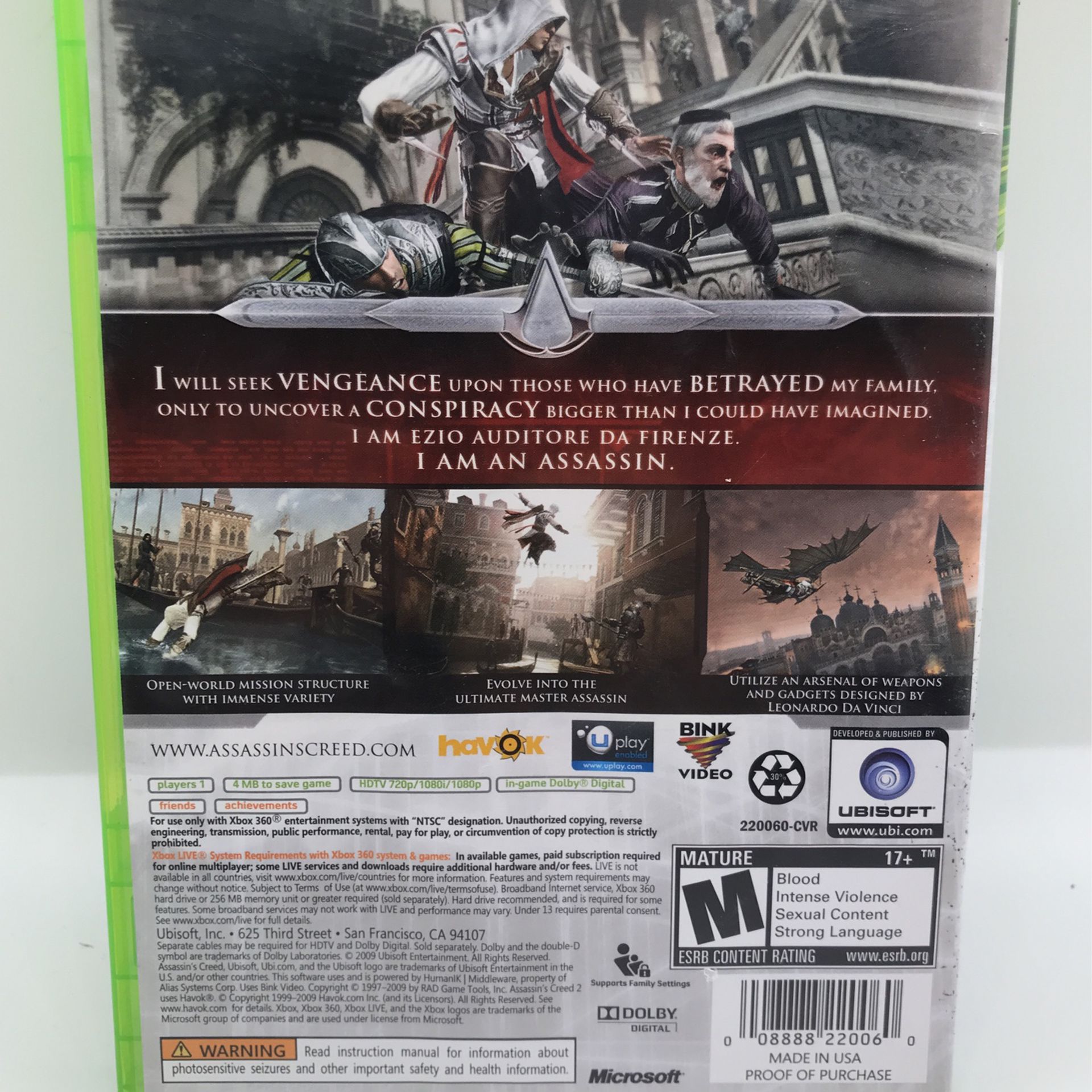 Assassins Creed II Xbox 360 Game