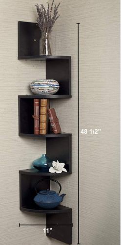5 Tier Wall Mount Corner Shelves, Home Decor Hanging Shelves Thumbnail