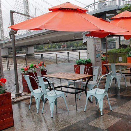 Walnew Set of 4 Distressed Style Stackable Kitchen Dining Bistro Cafe Metal Chairs,Dream Blue Dream
