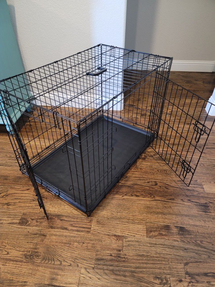 Double Door Folding Wire Dog Crate W/Divider