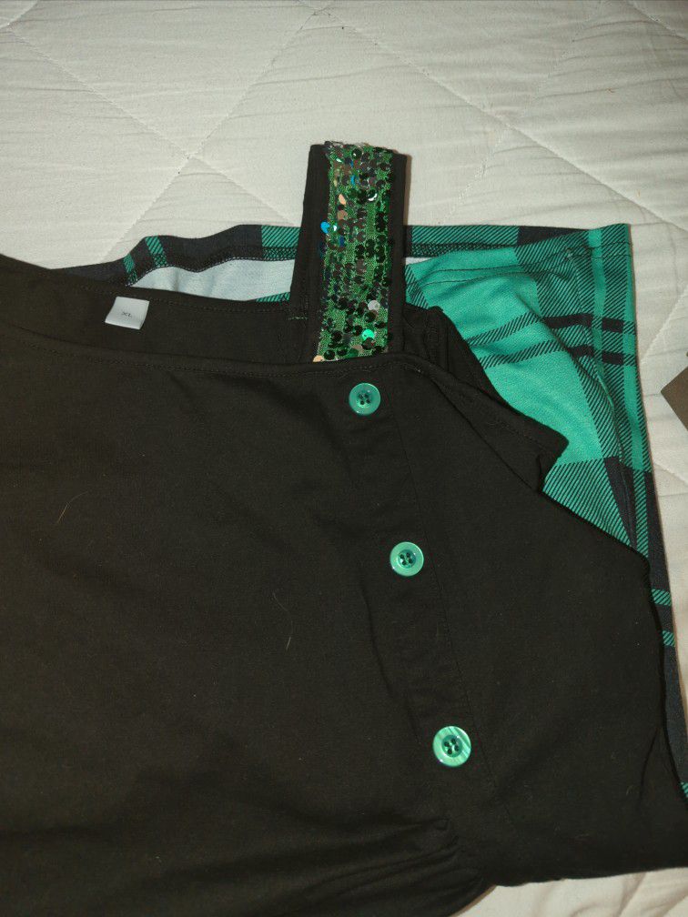 Green And Black Plaid Dress Shirt