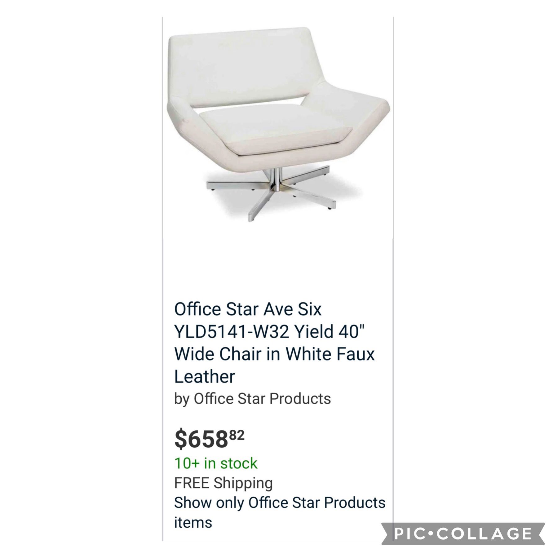 Office Star Ave Six White Leather Chairs 