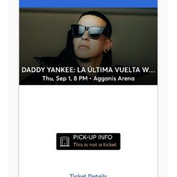 (3) Daddy Yankee Exclusive Merchandise Tickets For Sep 1(tomorrow) Thumbnail