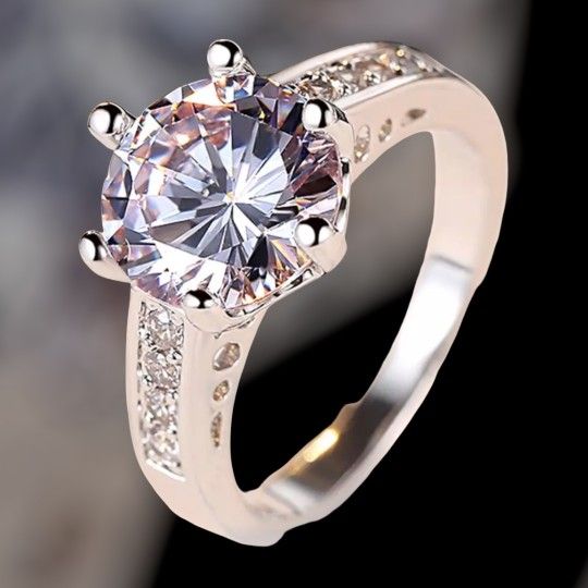 Rings Mosaic Zircon And Rhodium Plated Wedding Rings Size-9