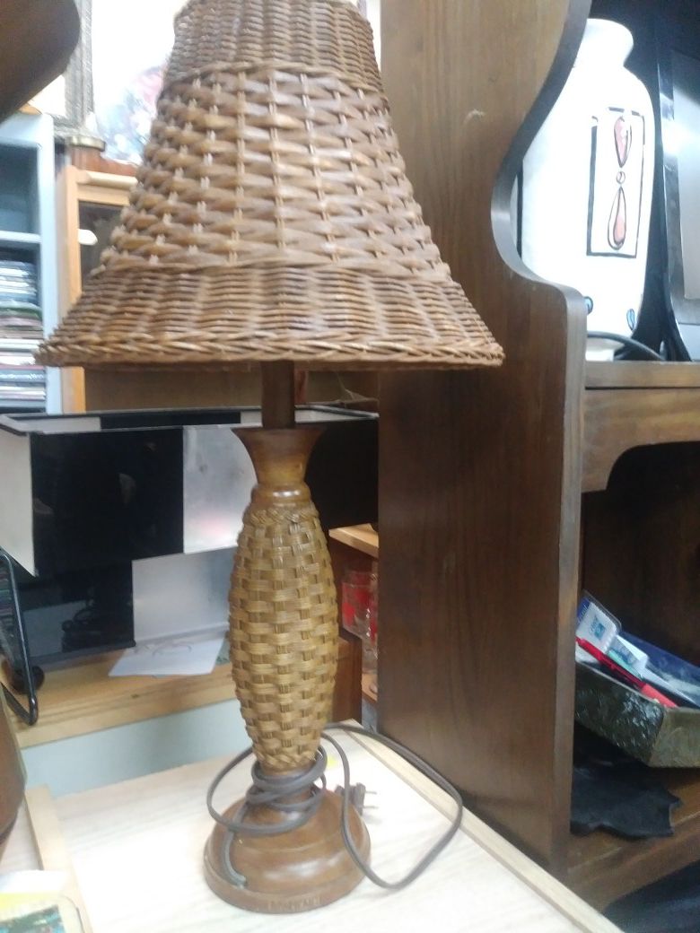 Boho chic vintage wicker lamp