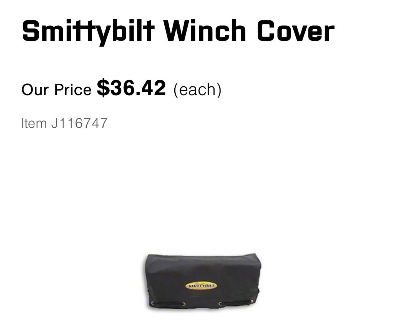 Smittybilt Winch Cover Never Used