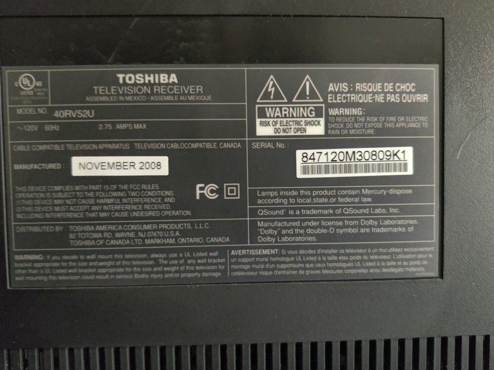 40" Toshiba LCD TV 1080p
