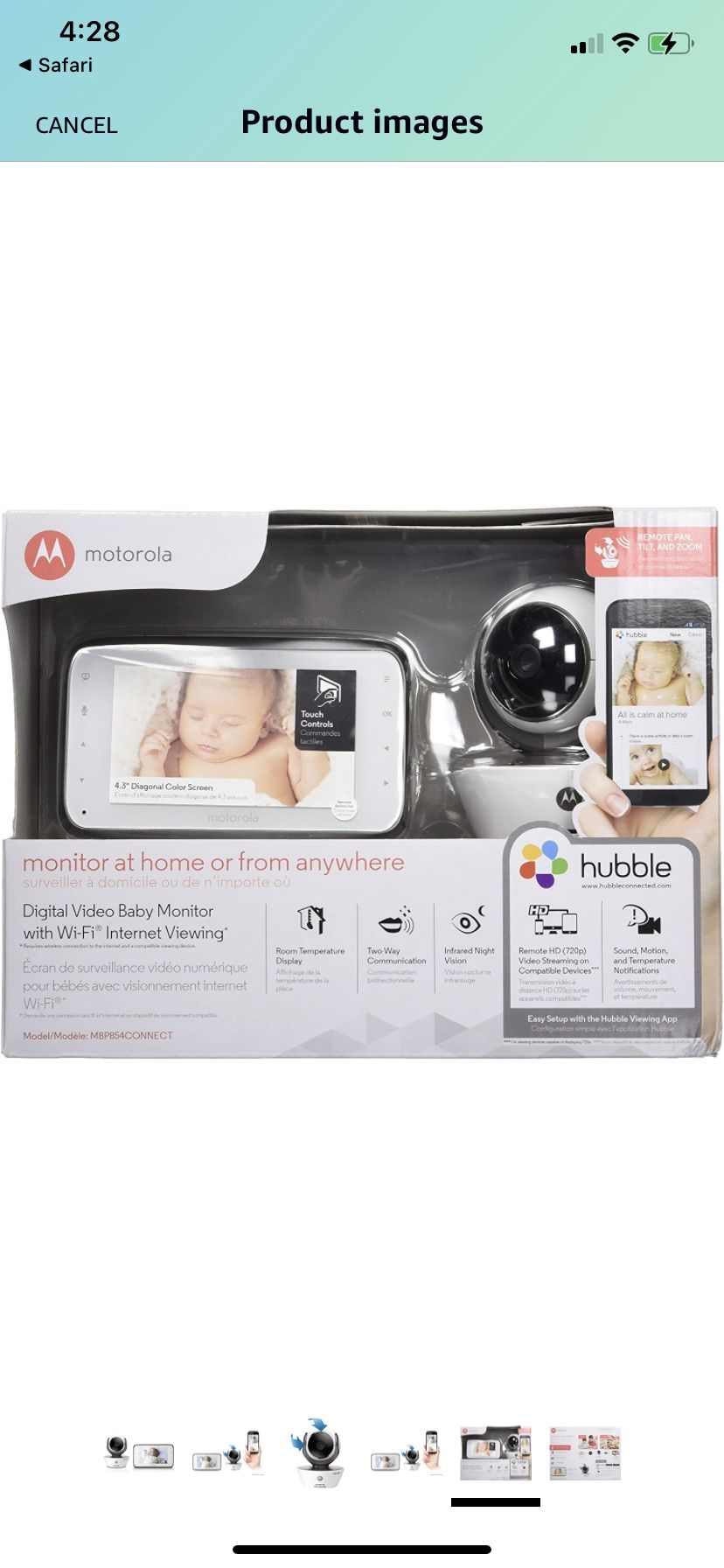 Motorola MBP854CONNECT Dual Mode Baby Monitor with 4.3-Inch LCD Parent Monitor and Wi-Fi Internet Viewing