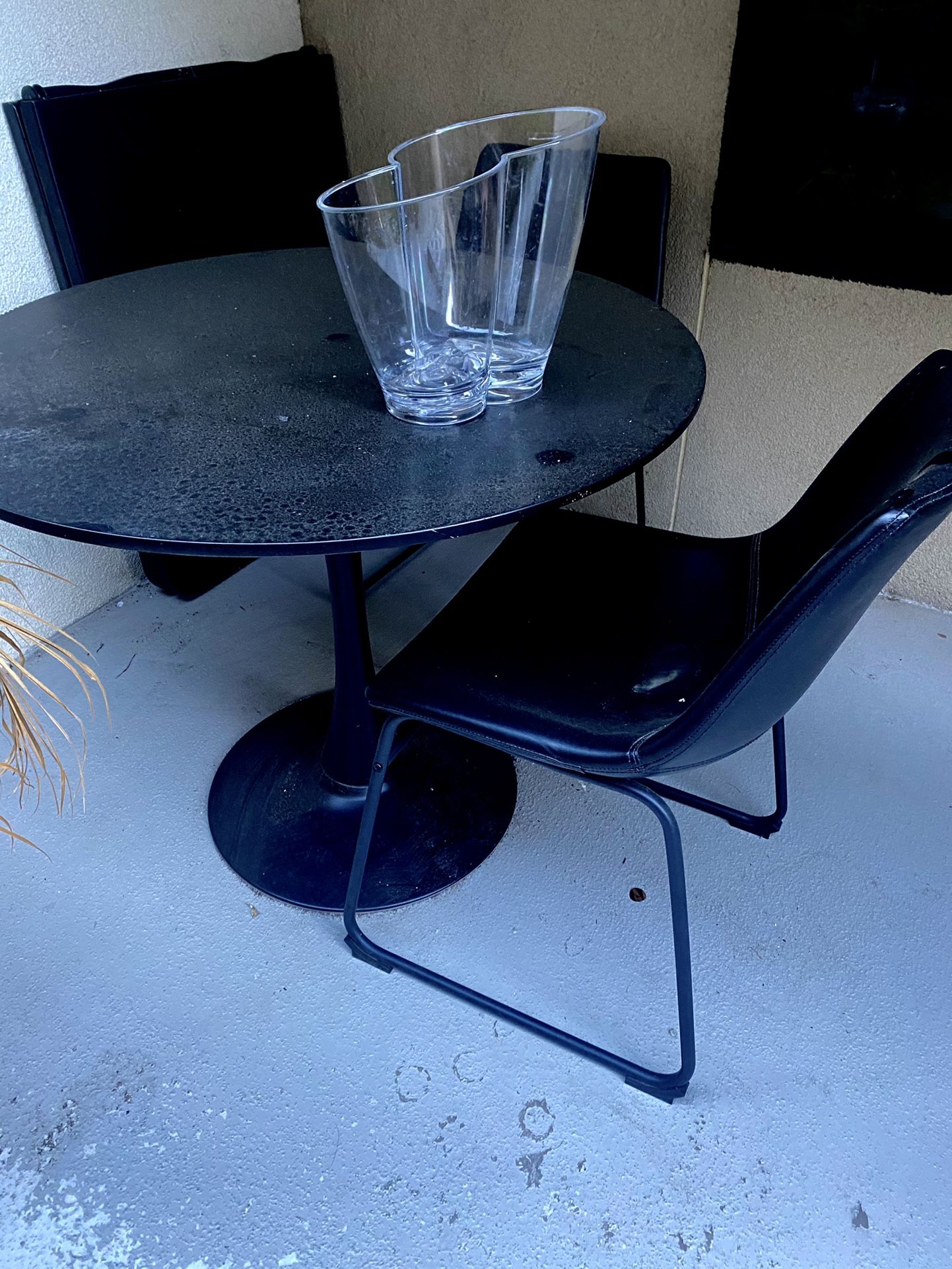 Black Dining Table With 2 Slope Back Dining Chairs