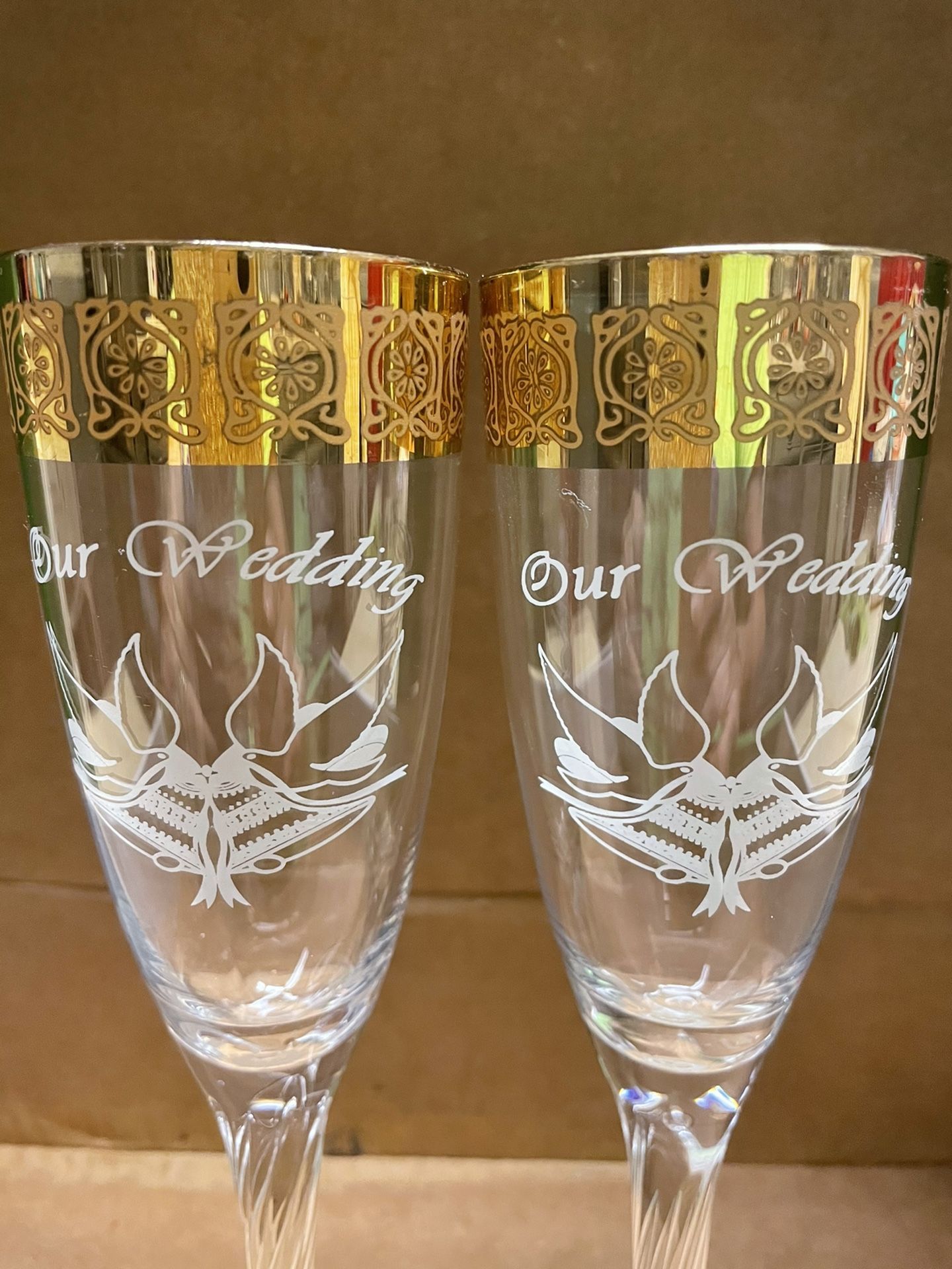 Wedding glasses With Gold Set of 2
