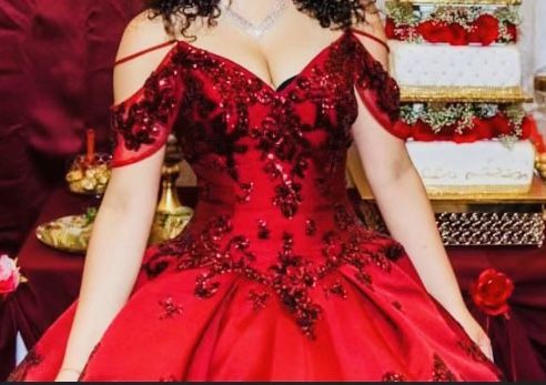 Mary's Bridal Red Ballgown Dress XS S M Corset Quince