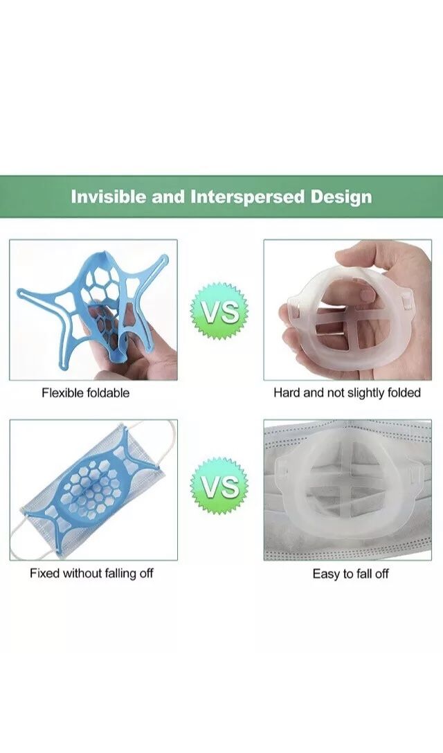 Silicone Breathable Face Mask Bracket, Certified, Blue