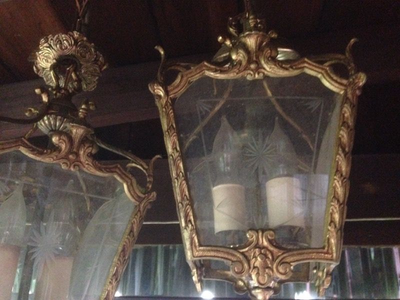 Antique Bronze light fixtures candelabras 3 pc