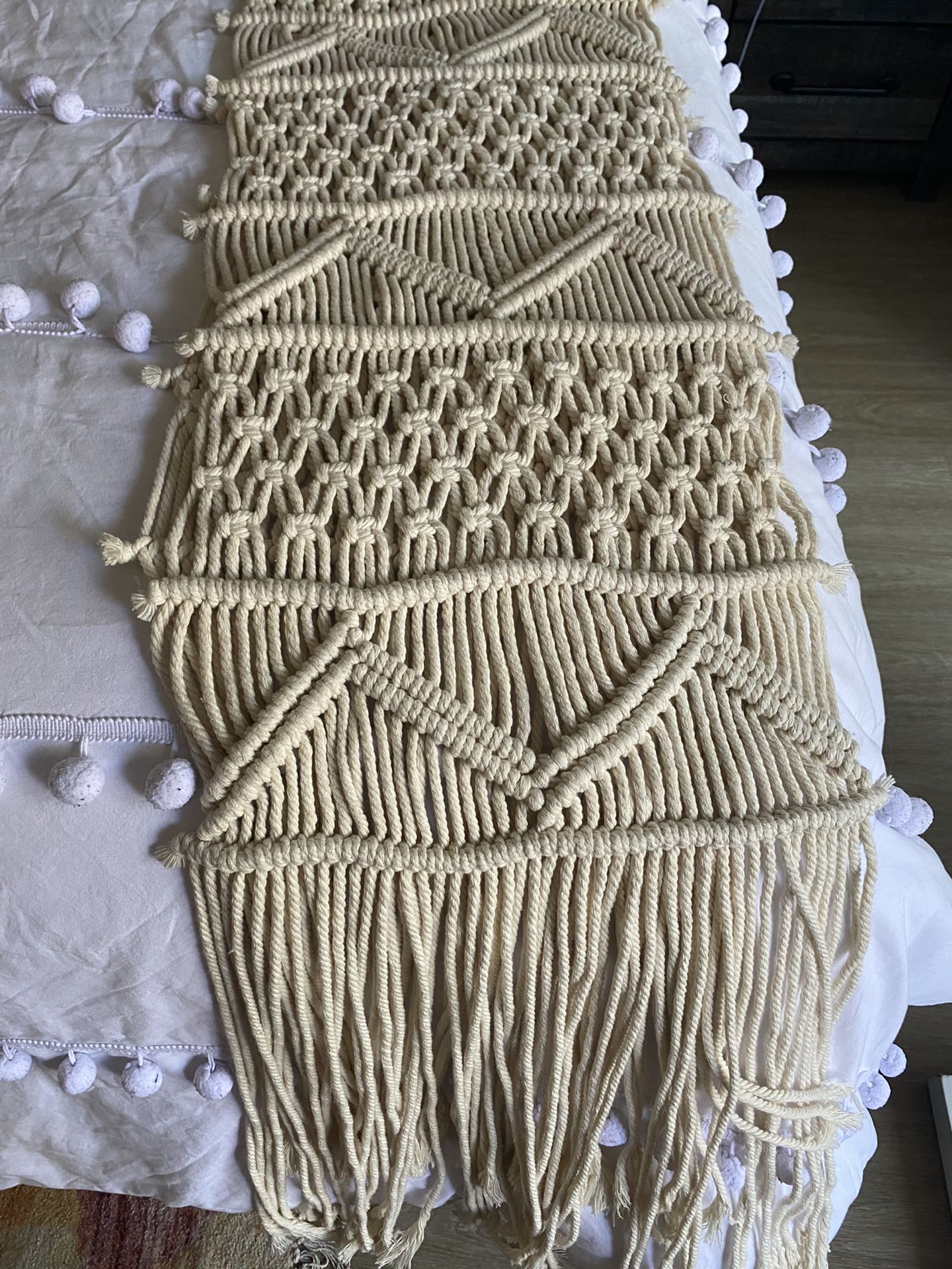 Macrame Table Runner Handwoven Boho Wedding Table Decoration Bedding Blanket,13.8"x 94"