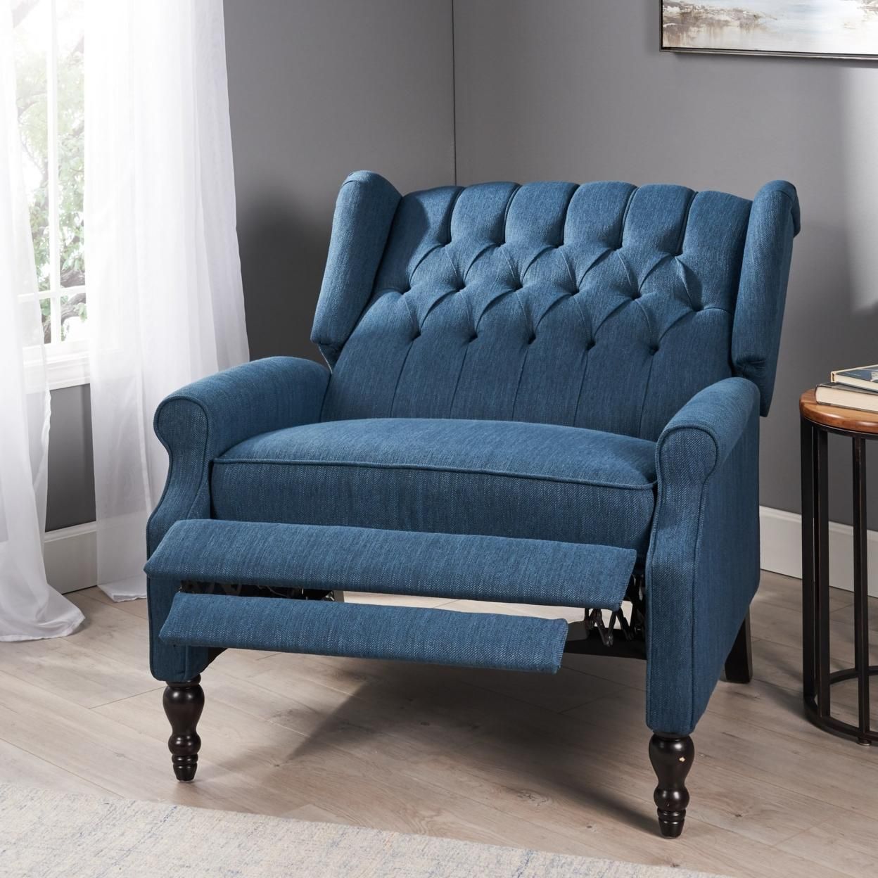 Salome Oversized Tufted Wingback Fabric Push Back Recliner