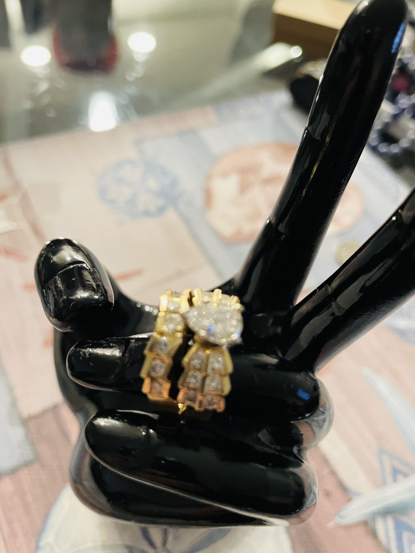 14k Yellow Gold Engagement Set With Interlocking Pear 1 Carat Diamond 