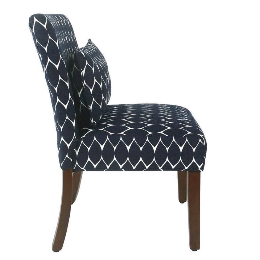 Navy Geometric Pattern Accent Chair