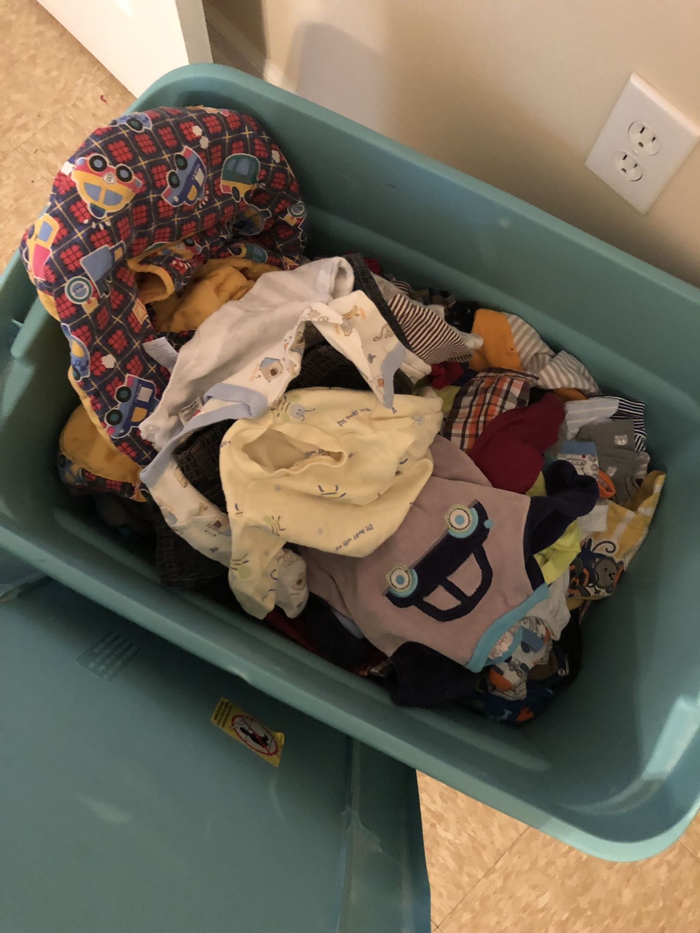 Huge tub of baby boy clothes