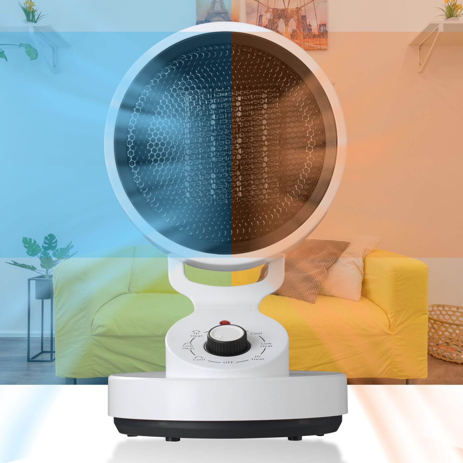 1500W Tabletop Portable Oscillating Ceramic Heater with Cooling Fan For Offices, Bedrooms, Classrooms, Basements