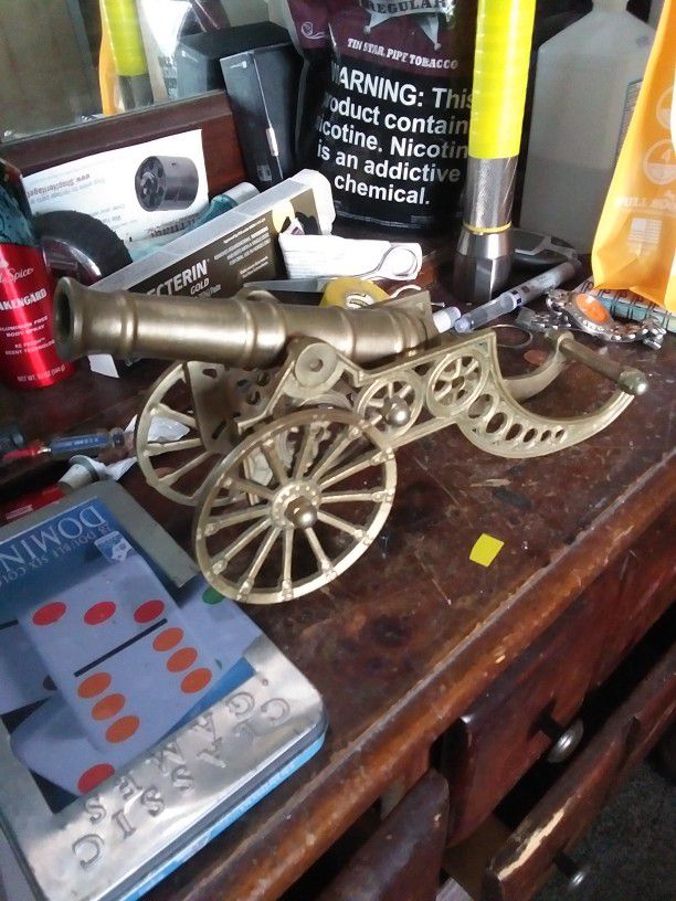 Solid Brass Cannon 12 1/2" Length and 6 1/2" Tall