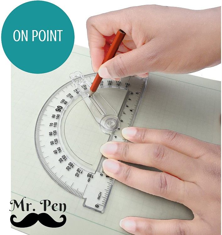 Mr. Pen Geometry Set with 6 Inch Swing Arm Protractor, Divider, Set Squares, Ruler, Compasses and Protractor, 15