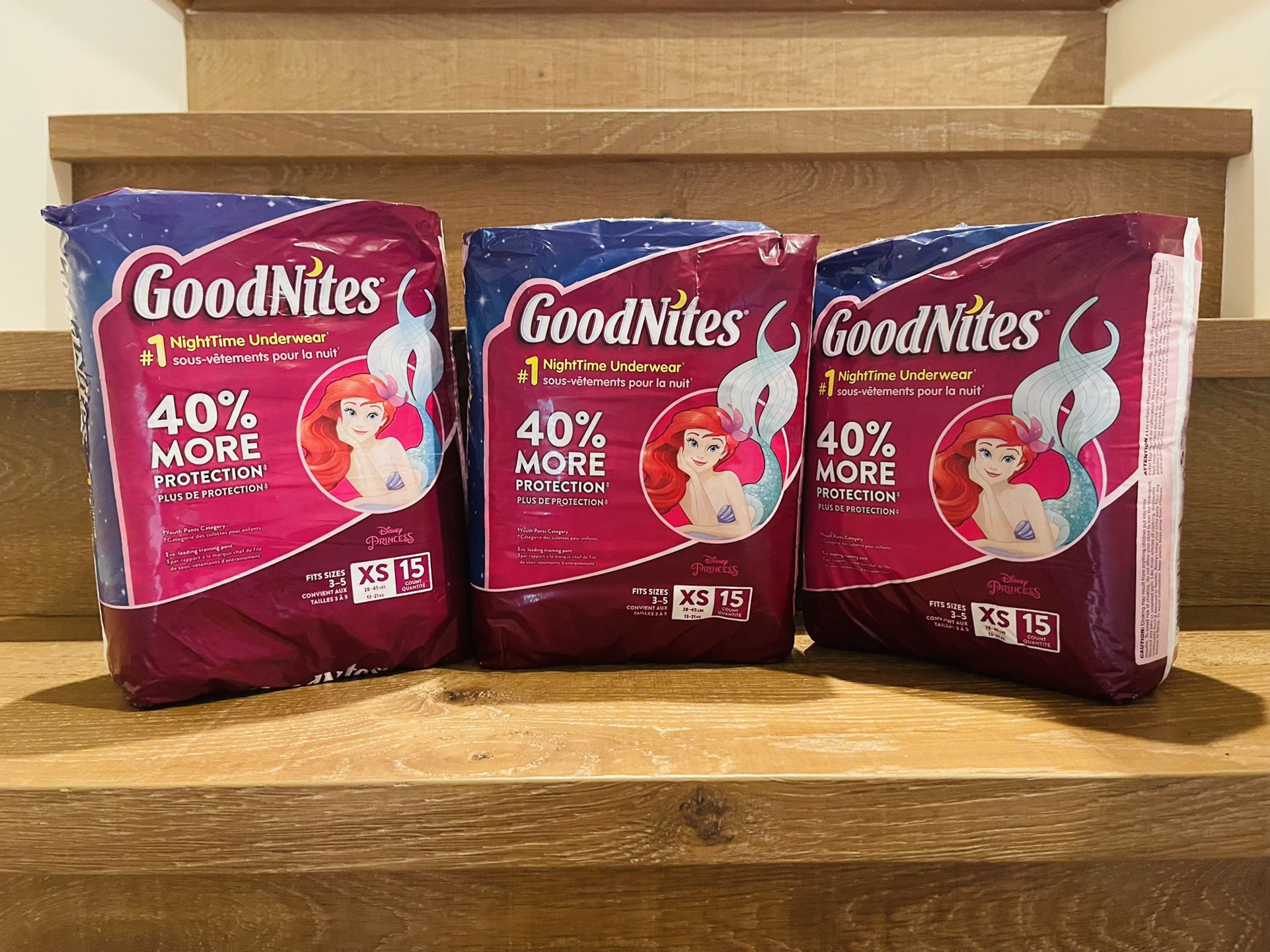 3-15count Packs Of GoodNites Diapers/Underwear 