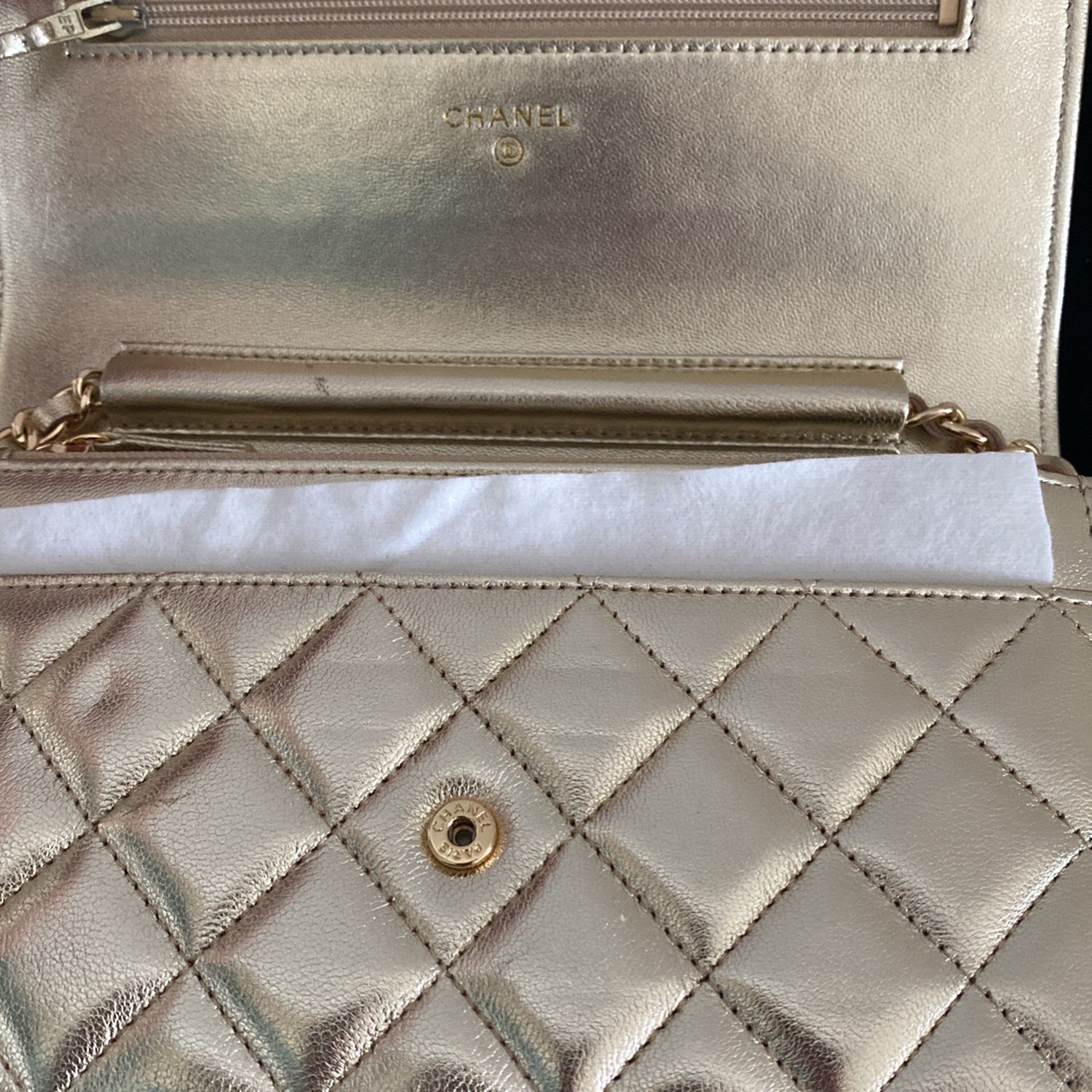 Chanel Metallic Light Gold WOC Wallet On The Chain