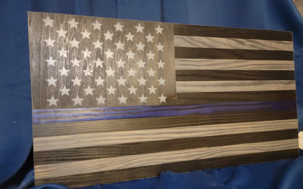 Thin Blue Line American Flag Wall Art