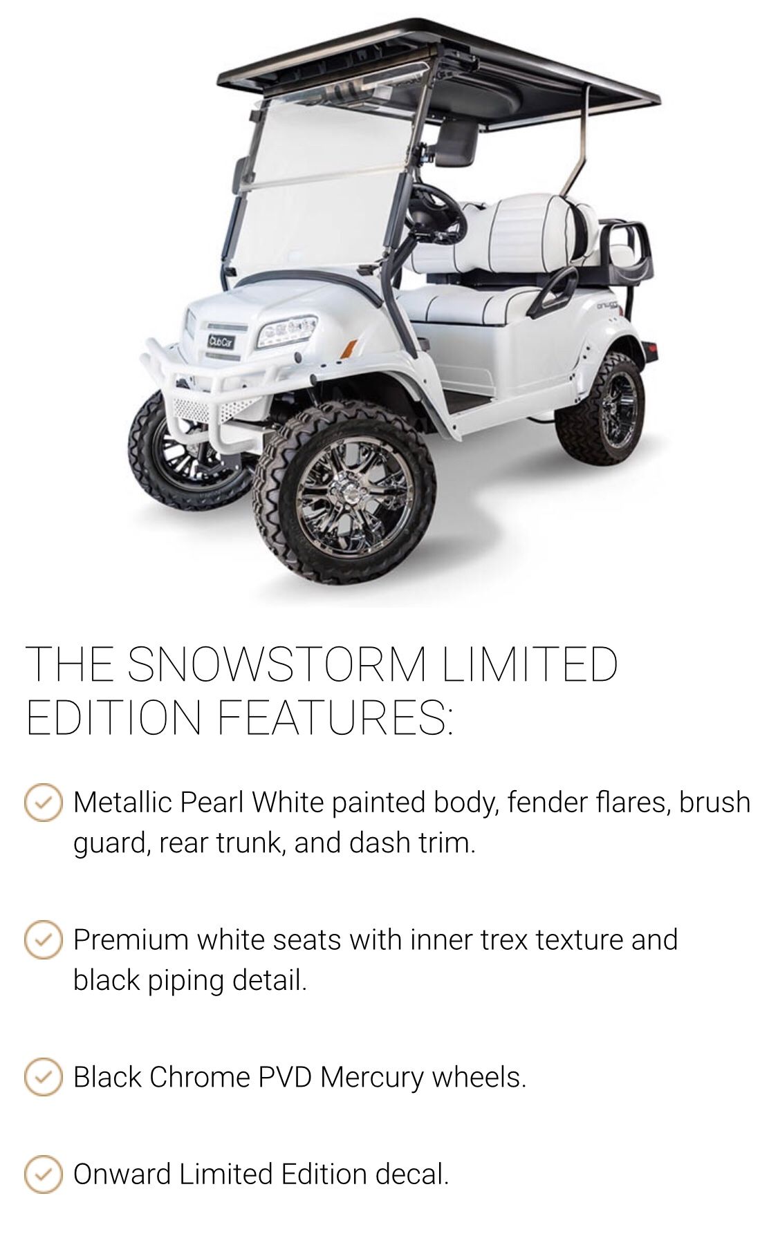 2019 Club Car Onward Limited Edition Snowstorm Electric Golf Cart for