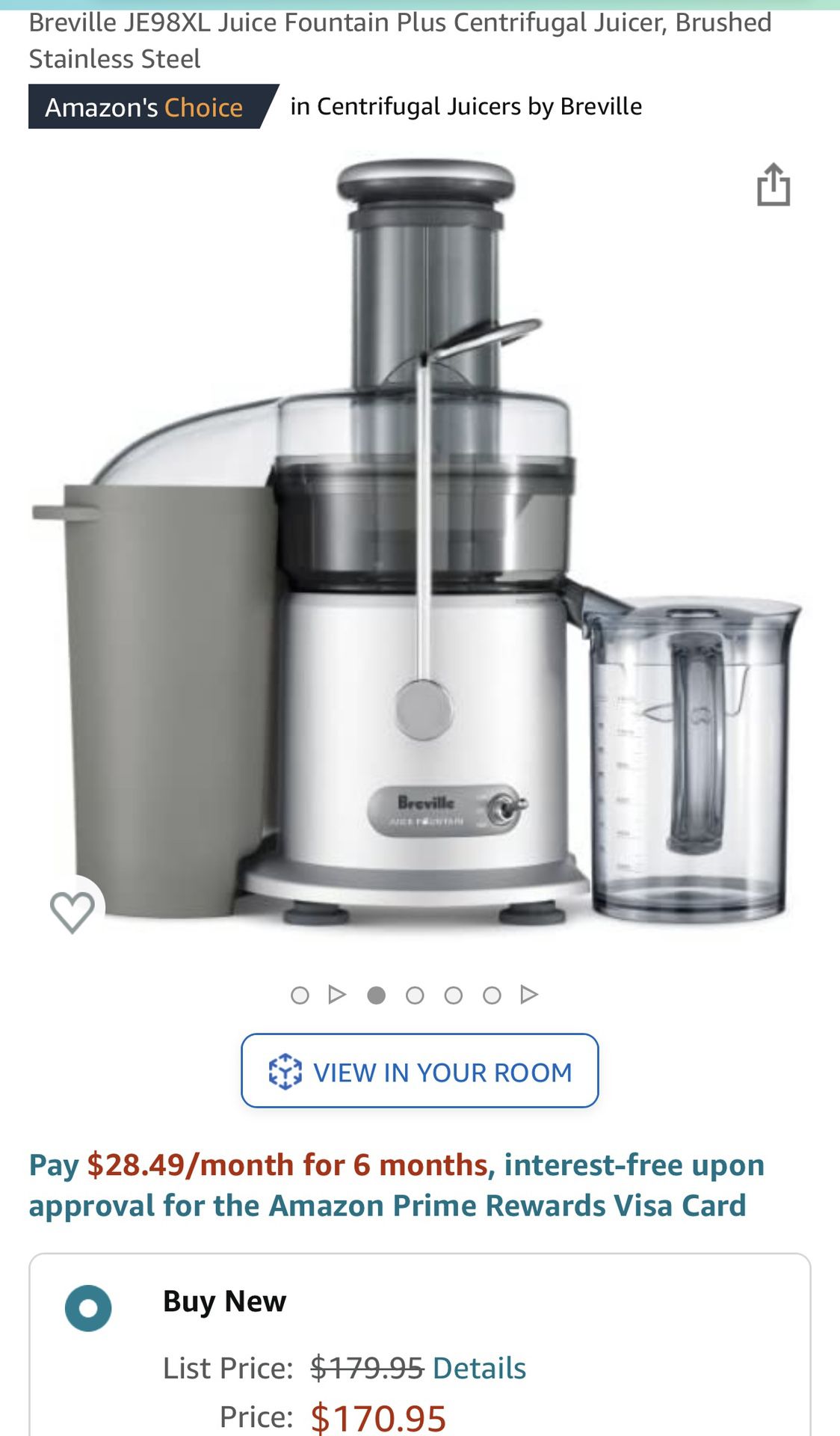 Juicer - Breville JE98XL Juice Fountain Plus Centrifugal Juicer, Brushed Stainless Steel