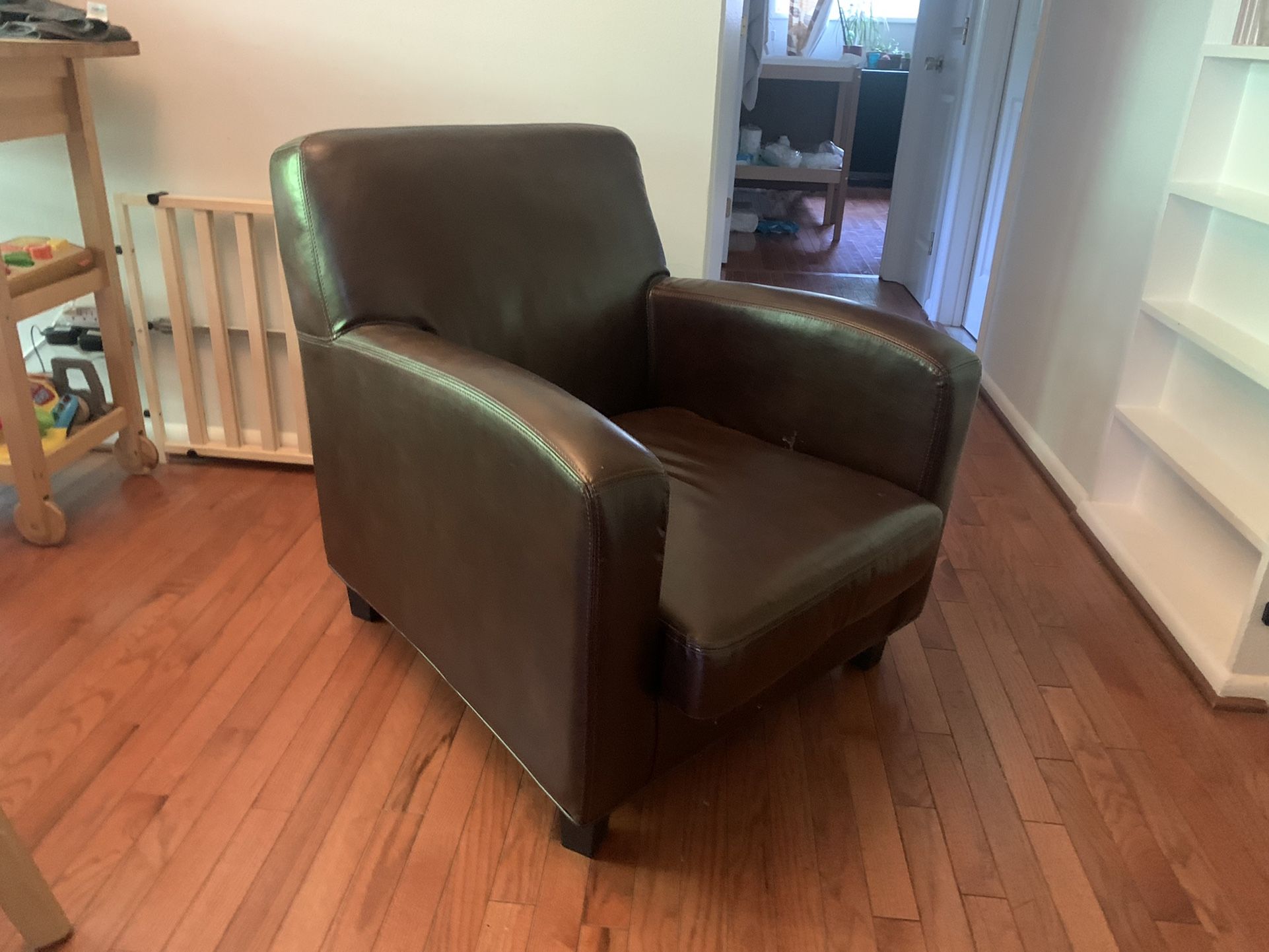 Brown Faux Leather Armchair