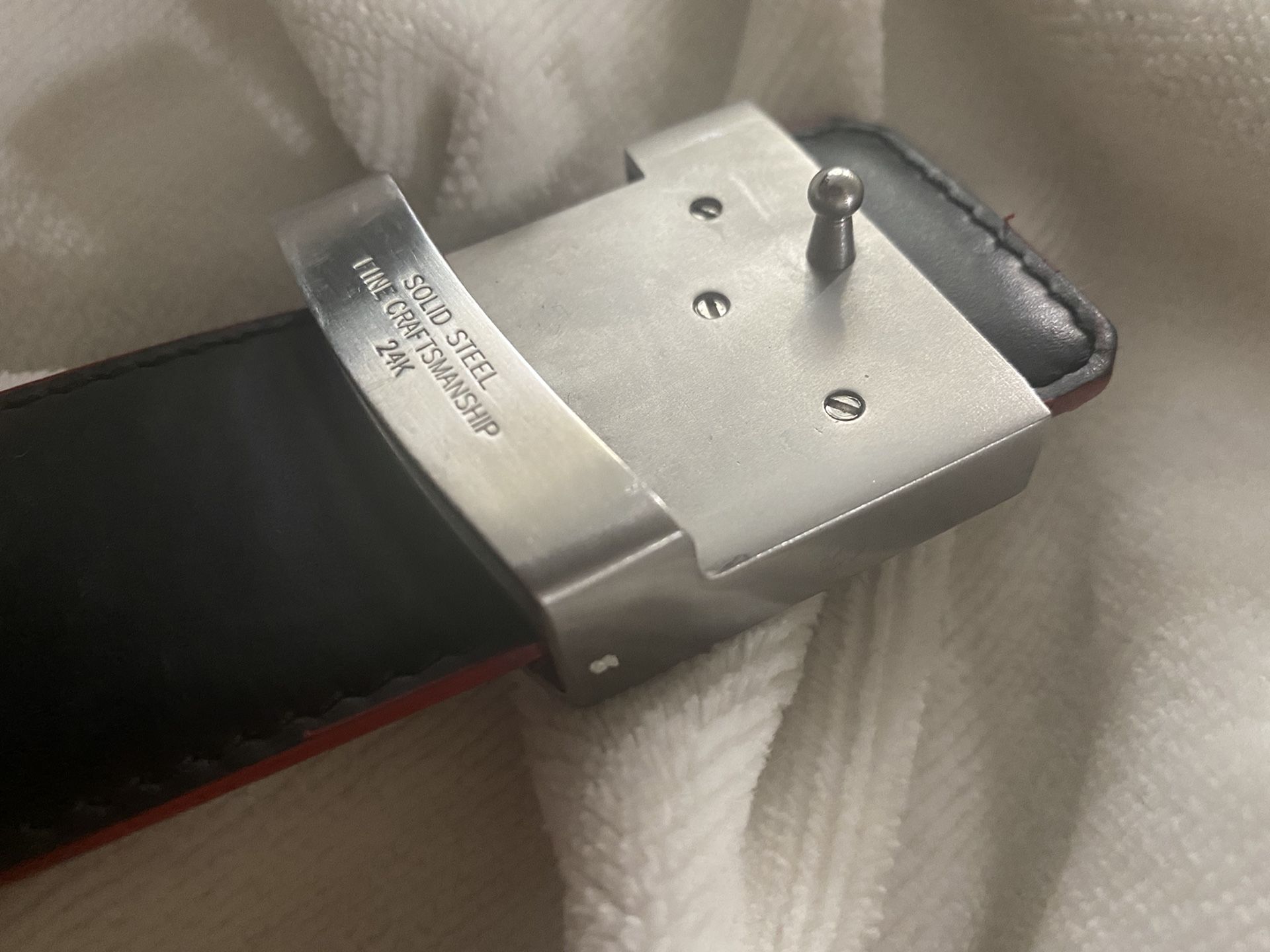 Red Louis Vuitton x Supreme Belt