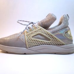 ALDO Holographic Reflective Silver Lace Up Athletic Walking Shoes Sneakers sz 8 Thumbnail