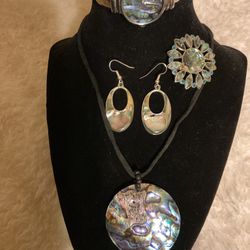 Multi Color Matching Set.dangle Earrings,brooch,necklace,and Watch( Mexico Alpaca) Thumbnail