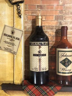 Wall Decor - Vintage Look Bar Counter with Mini Wine Bottles - 15”x11” Thumbnail