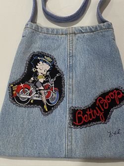 Motorcycle Betty Boop Denim Tote Thumbnail