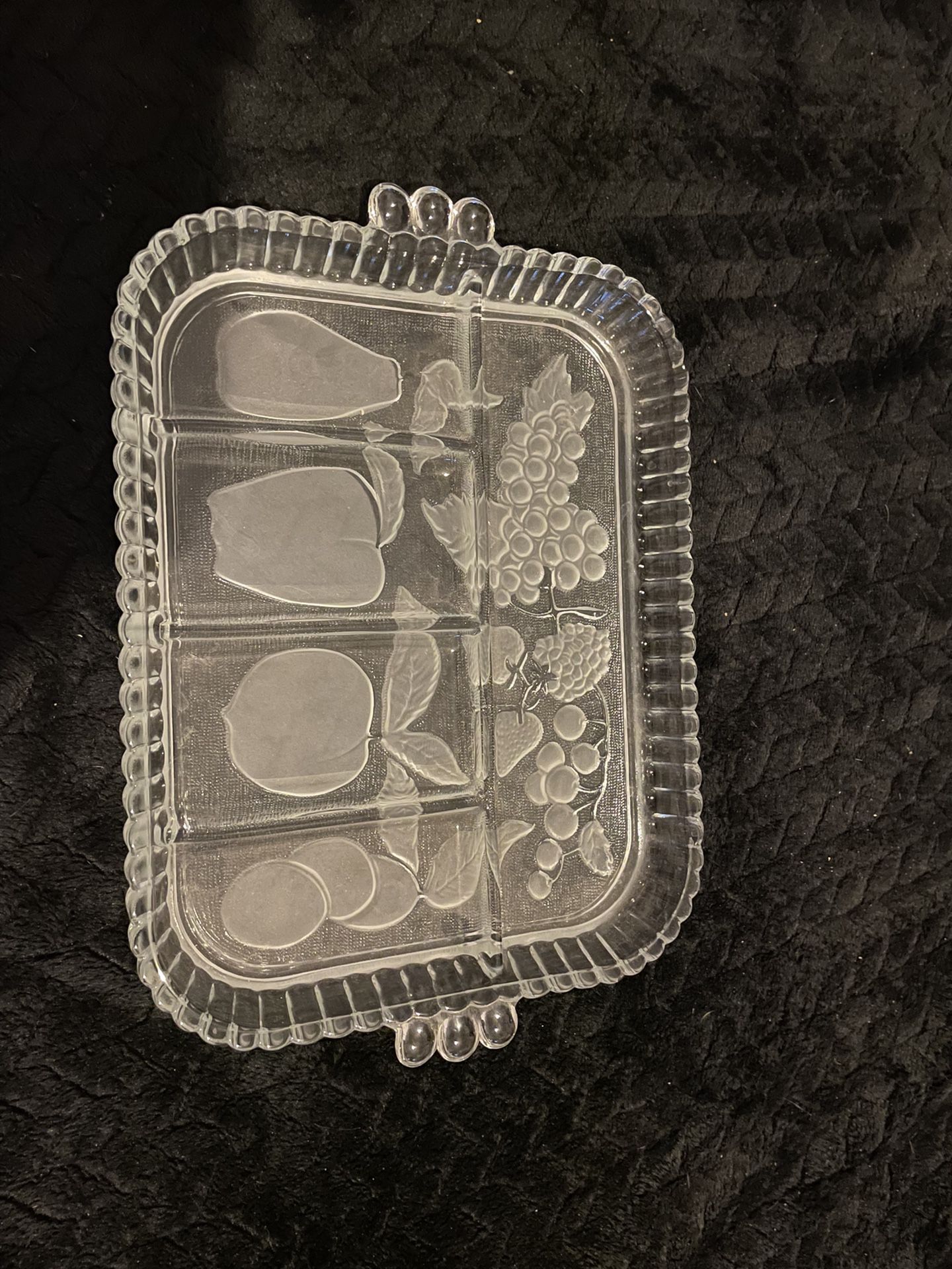 Vintage 1940s Divided Pressed Glass Fruit Tray