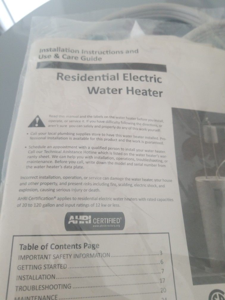 Water Heater Electric.