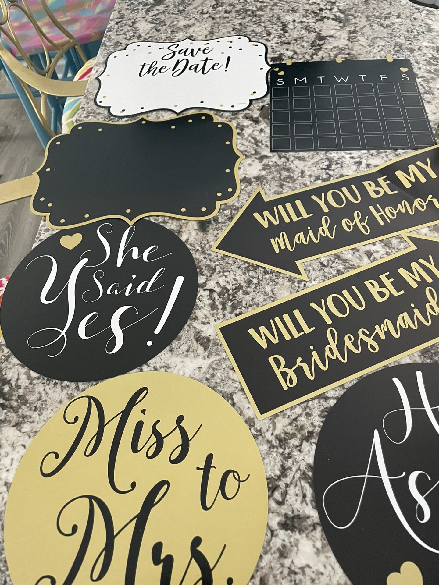 Wedding Decorations/Photo booth signs &Glitzy “Mr & Mrs.” sign
