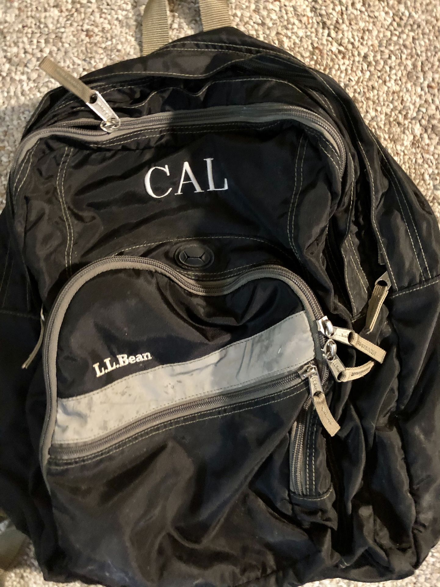 Y2K LL Bean Black Reflective Strip Backpack monogram CAL