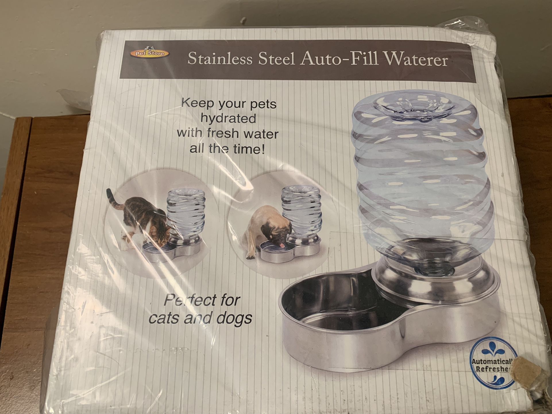 Etna Stainless Steel Pet Dog Cat Water Fountain Bowl, Holds 3 Liters