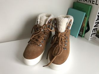 Marc Fisher Darlen Brown Leather Winter Boots 6.5M Thumbnail