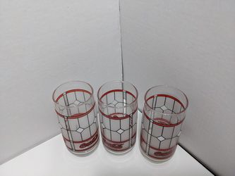 Vintage Coca Cola Stained Glass Cups Drinking Glass Tiffany Style Coke Frosted Lot Thumbnail