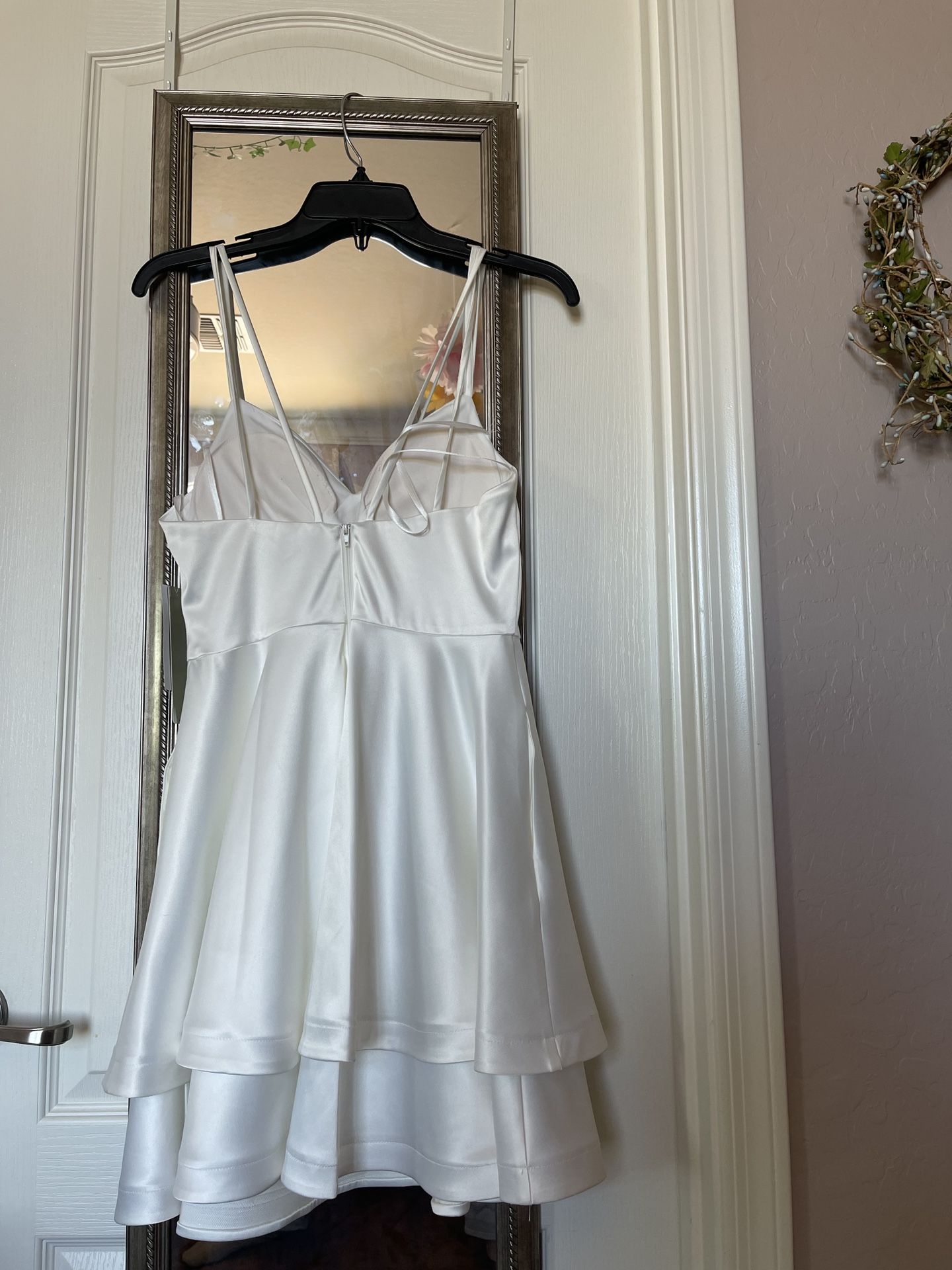 White Satin Evening Dress